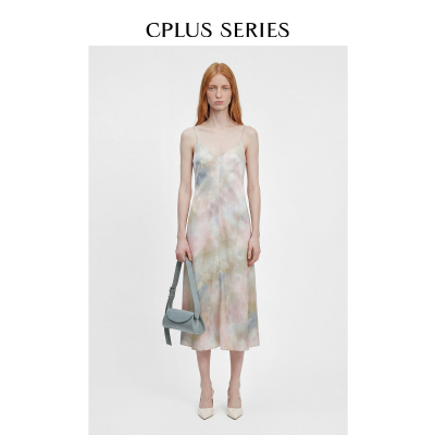 【26春夏新品】 CPLUS SERIES 真丝晕染印花垂坠V领女神连衣裙