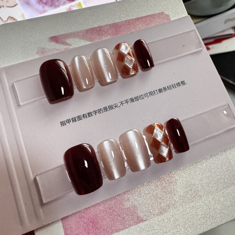 鎏金赤格纯手工穿戴甲指甲贴片半