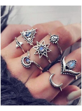 韩国组合戒指复古原宿风