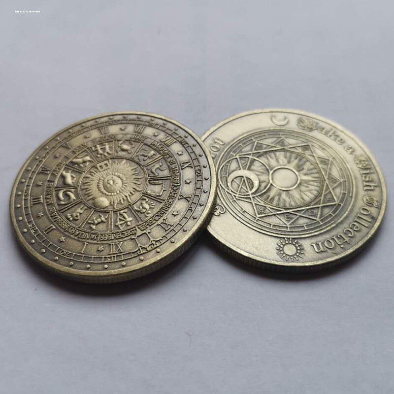塔罗币太阳神月亮笑脸古银色纪念币 收藏爱情币巨蟹座金币硬币