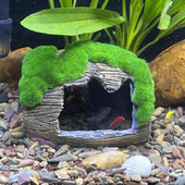 饰水族箱造景装 新款 鱼缸装 饰石头布景树脂假山小桥凉亭鱼儿躲避屋