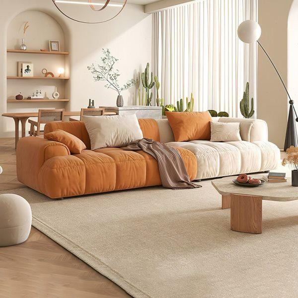 奶油风棉花糖泡芙沙发客厅小户型现代简约直排磨砂绒布艺三四人位,住宅家具,布艺沙发,淘宝优惠券,粉丝福利购,淘宝优惠卷