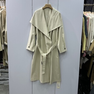 风衣外套女 翻领系带收腰宽松显瘦长款 DV25 7075欧洲站2026春时尚