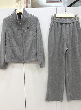 艾尔菲洋26A-A8092欧货双拉链立领开衫上衣+直筒裤休闲运动两件套