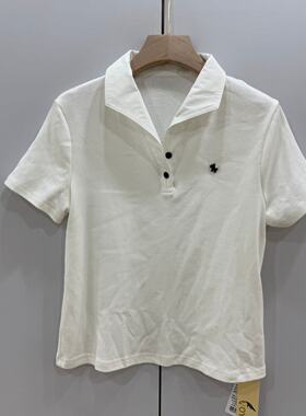 欧颜66288欧货春夏时尚POLO翻领小马订花简约修身气质百搭短袖T恤