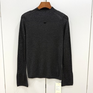 2635 针织衫 欧洲站2025冬新款 内搭长袖 闪闪亮钻半透半高领修身