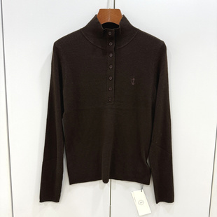 欧洲站25冬多粒扣立领猫咪刺绣减龄百搭超细羊毛针织衫 2516