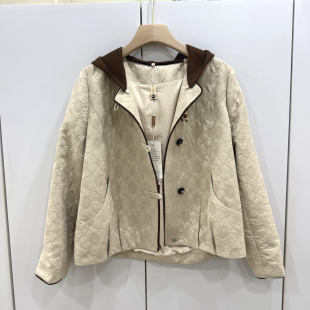 26A 撞色可拆卸连帽单排扣宽松显瘦休闲夹克外套女 51欧洲站春时尚