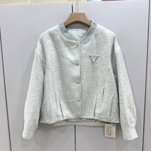 欧语思6806欧货时尚 单排扣圆领三角标短外套显瘦百搭小个子上衣春