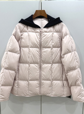 33232欧洲站2025冬新款时尚可拆卸针织连帽休闲宽松减龄短羽绒服