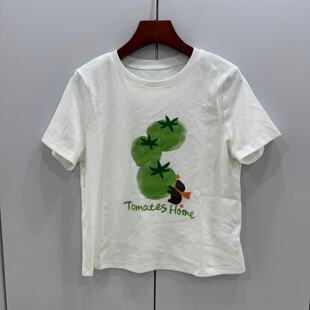 85176欧洲站2026夏时尚圆领卡通字母番茄印花减龄百搭短袖T恤上衣