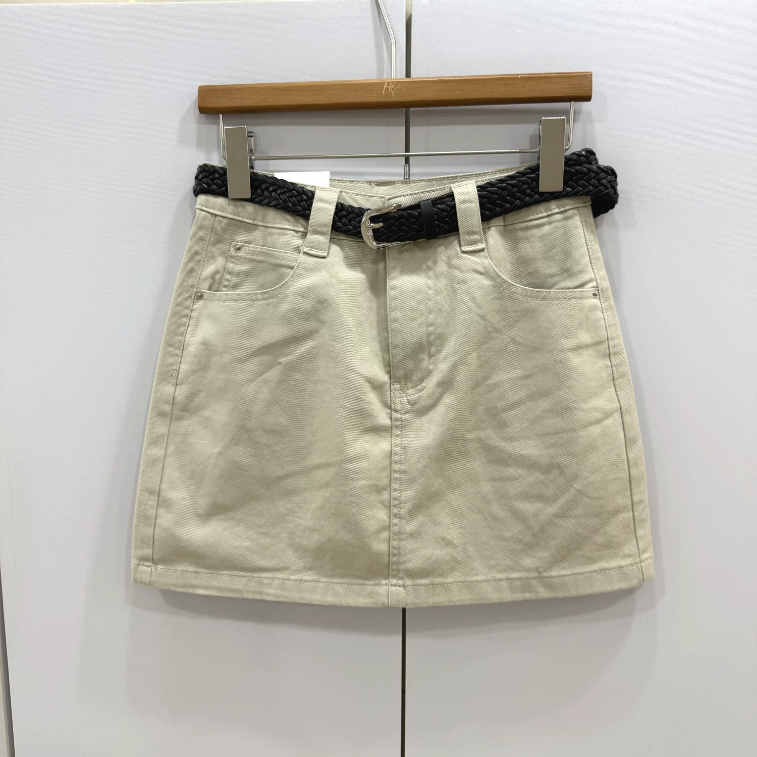T19679/10修身牛仔半身裙女夏配腰带显瘦包臀短裙防走光迷你A字裙