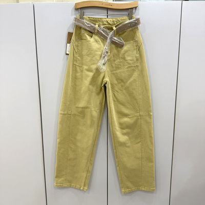 佐伊娜S92025欧洲站2026春腰带高腰百搭显瘦气质窄版直筒牛仔裤女