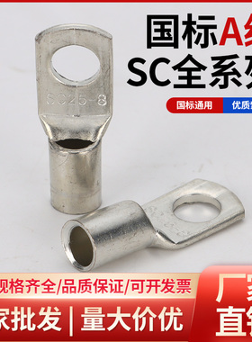 SC窥口铜鼻子紫铜镀锡冷压端子6/10/16/25/35/70/95平方线国标A级