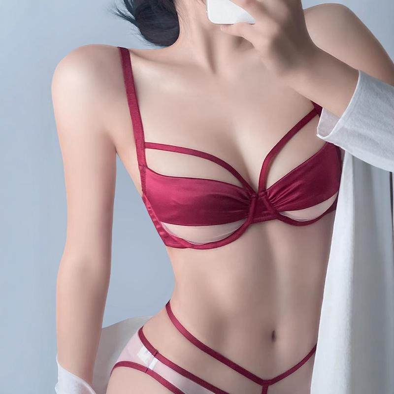 【原版】红色内衣女大胸显小套装收副乳防下垂本命年结婚新娘文胸