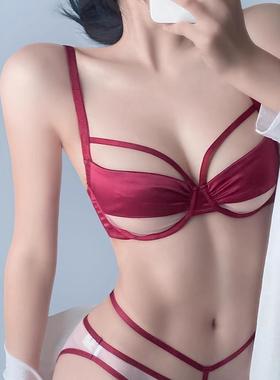 【原版】红色内衣女大胸显小套装收副乳防下垂本命年结婚新娘文胸