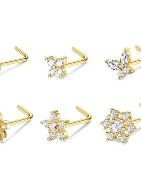 6 pieces of nose stud in different styles, daily fashion wom