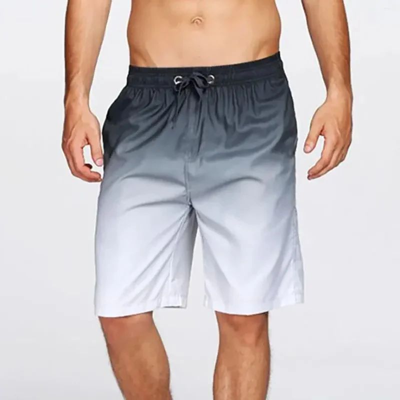 Gradient Pattern Swim Trunks For Men Colorful 3D Printed Bea