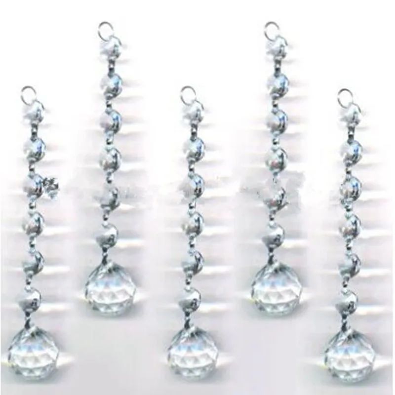 20 Chains Clear Crystal Beads Chains+Glass Hanging Prism Bal