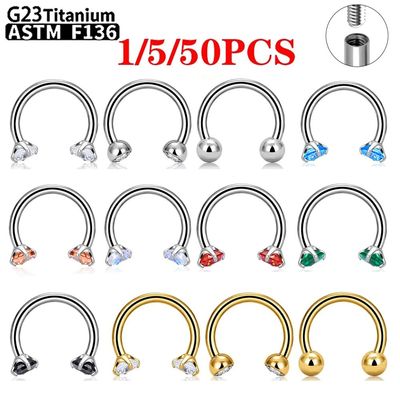 1/5/50Pcs G23 Titanium ASTM-F136 Piercings Nose Ring Interna