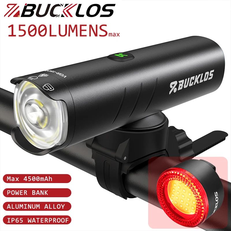 BUCKLOS Bike Lights 1500 Lumen Bicycle Front Light 4500 MAh