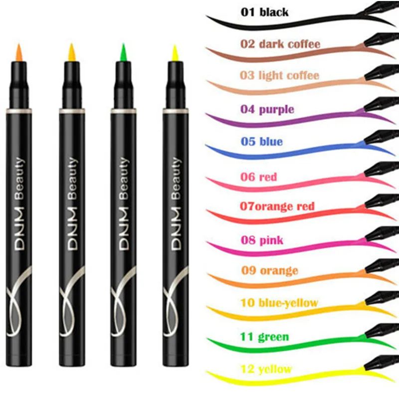 12 Colors Liquid Eyeliner Pencil Waterproof Colorful Eye Lin