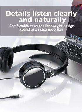 3.5mm/Type-C Wired Headphones  Foldable Adjustable Headset B