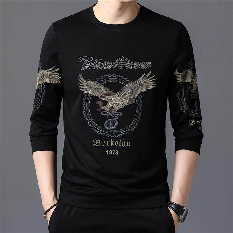 点击率精选男装春秋新款卫衣休闲百搭上衣高品质欧货大老鹰长袖潮