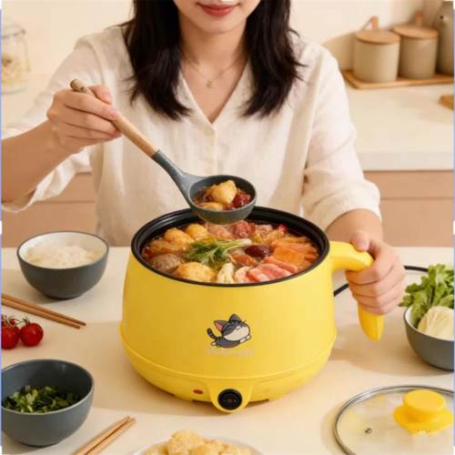 芙霖新款多功能小电锅家用电煮锅学生宿舍煎炒蒸煮涮一体电热锅