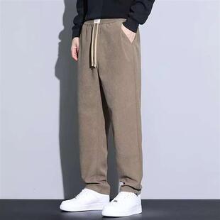 点击率冬季精品男装店秋冬新款男士美式直筒休闲裤加绒阔腿长裤子