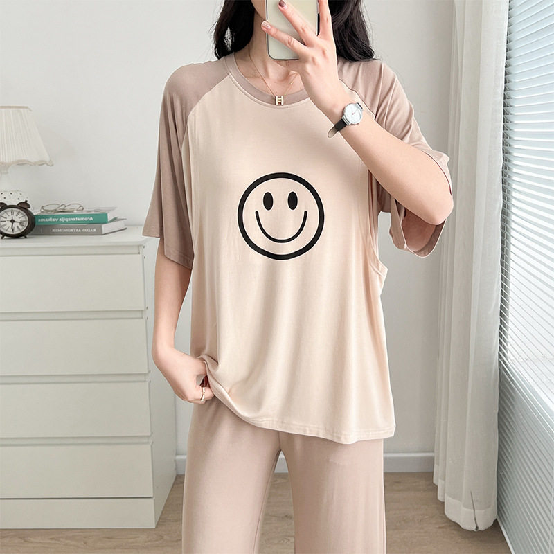 哺乳衣外出辣妈春夏短袖打底衣喂奶衣孕妇家居套装月子服上衣睡衣