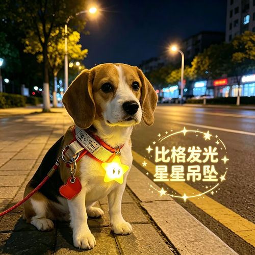 比格专用狗狗夜间发光吊坠项圈夜晚发光灯防走失遛狗牵引绳胸背