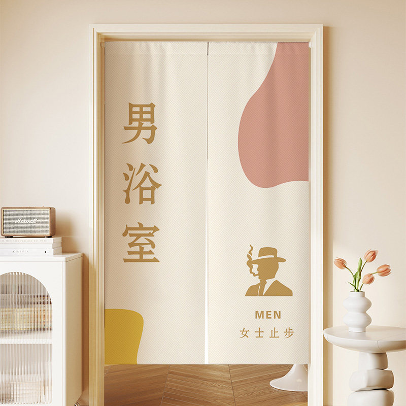 浴室门帘浴场隔断帘浴池男女洗浴中心布艺澡堂挂帘定制男女汤半帘