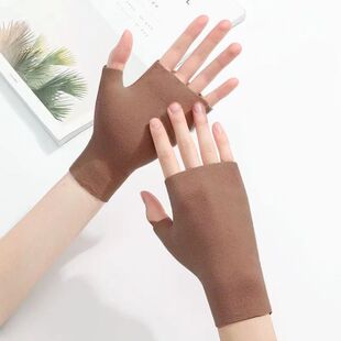 自发热德绒半指手套男女秋冬季保暖防寒学生写字办公漏手指头打字