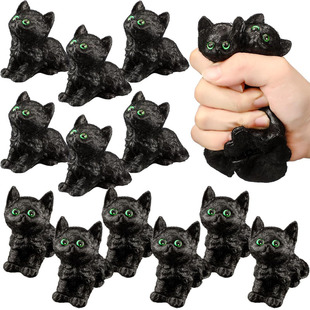 3Pcs Halloween Stress Relief Toys Black Cat Fidget Squeeze猫