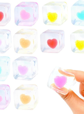 12Pack random Valentines Squishy Stress ice Cube Squeeze Toy