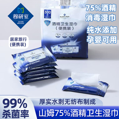 山姆酒精卫生湿巾便携装多用途