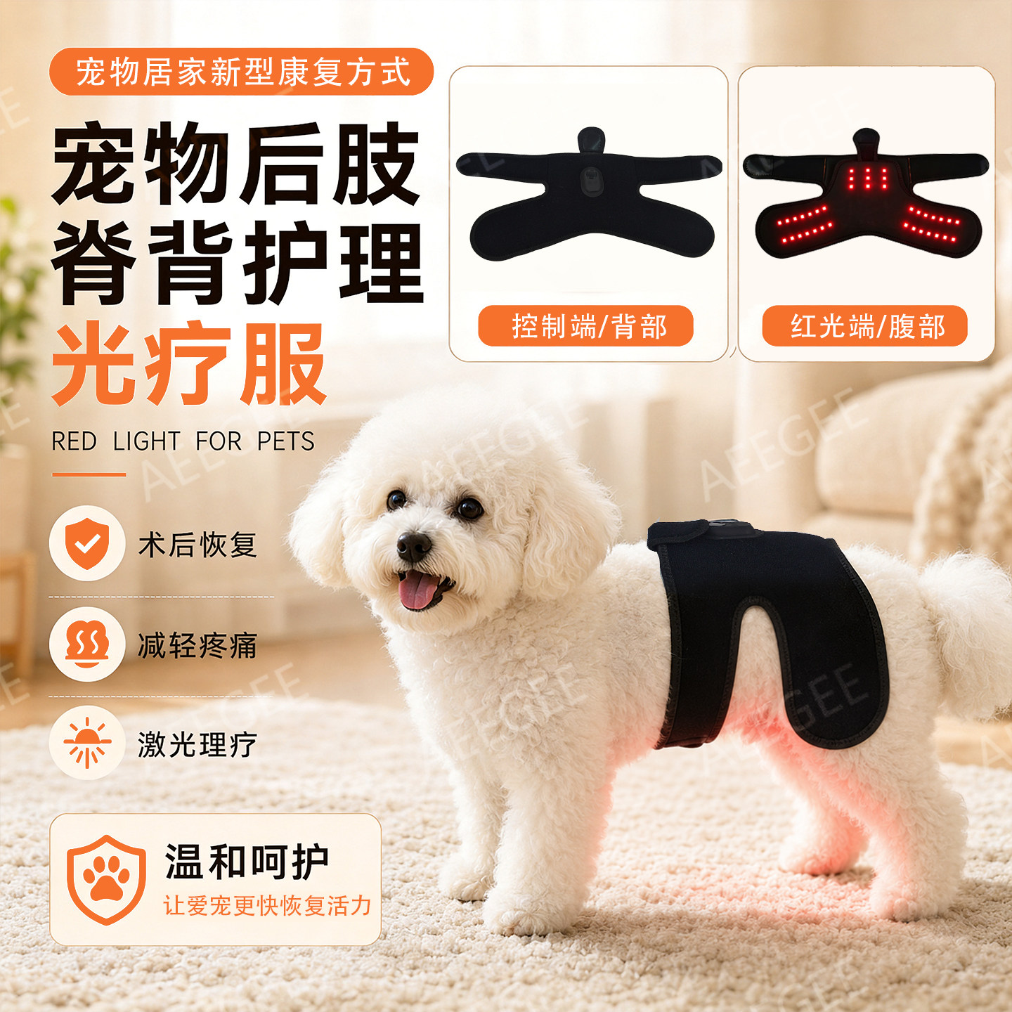 宠物红光理疗腰带猫狗术后康复带