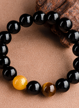 天然黑曜石情侣男女款手链