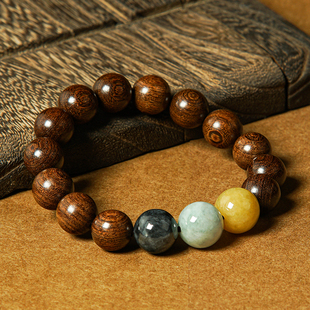 天然翡翠珠子手串手链男女款金丝檀木转运珠招财配饰盘玩念珠手饰