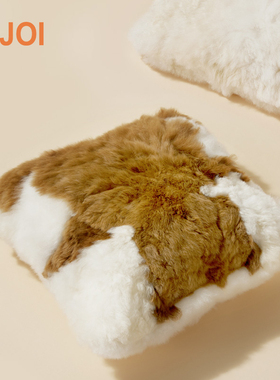 INJOI轻奢羊驼毛靠垫抱枕沙发腰枕方枕双面拼花情侣闺蜜礼物家居