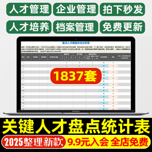 关键人才盘点统计登记表年企业重点培养档案储备员工信息测评工具