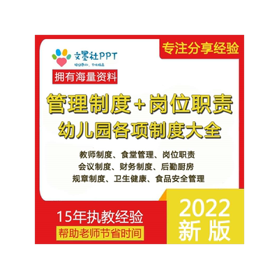 幼儿园管理规章制度工作岗位职责食堂卫生健康消防学校儿童安全