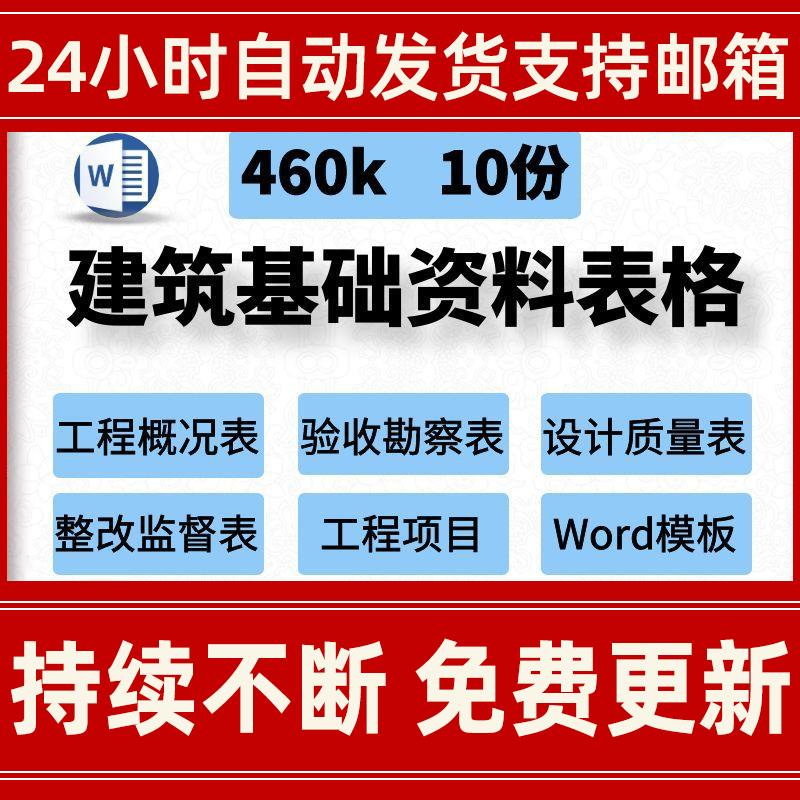 建筑基础资料表格工程概况验收勘察设计质量整改监督范本模板Word