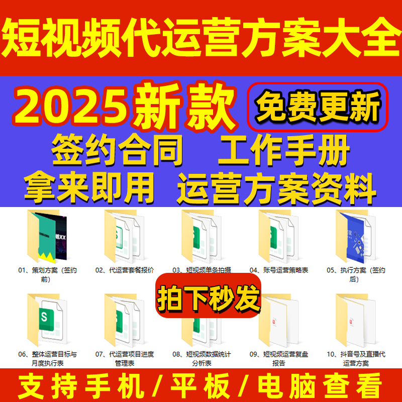 抖音直播代运营短视频策划方案签约全流程案例资料合同协议管理资