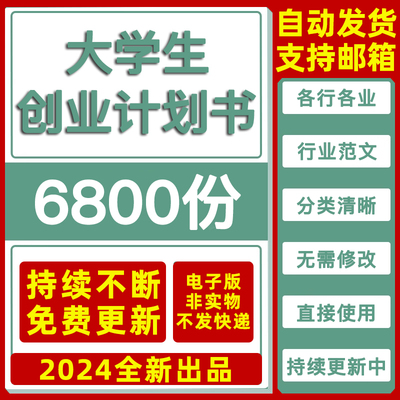 大学生创业创新互联网+大赛项目计划书Word大创PPT模板挑战杯申请