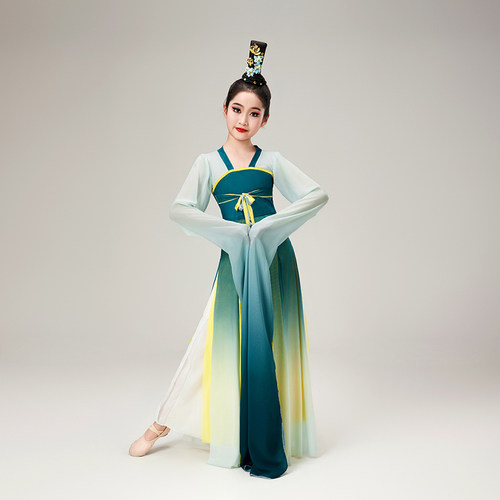 儿童2025新款水袖踏春行采薇古典舞汉唐飘逸少儿练功中国风演出服