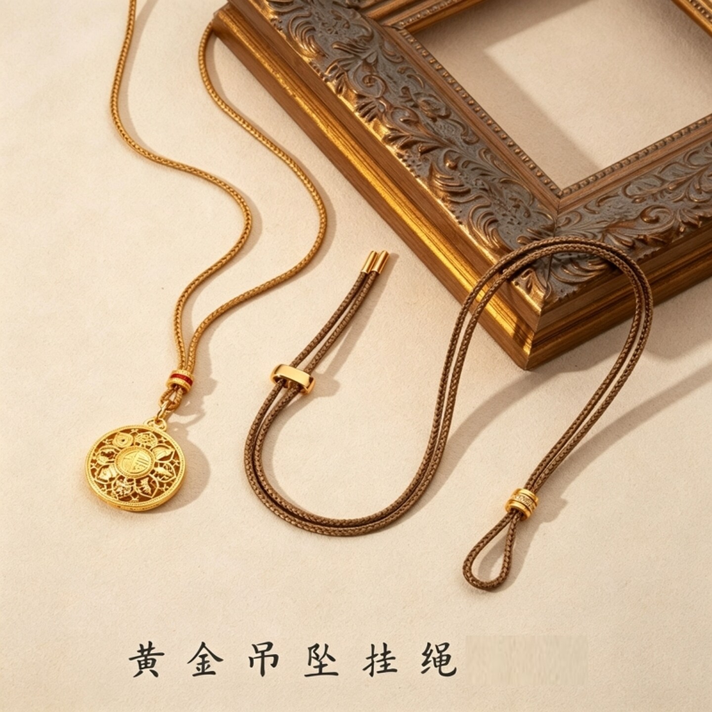 黄金吊坠专用挂绳黄金小吊坠挂绳编绳极细款小胖福吊坠项链绳挂绳
