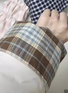 女式上班专用袖套办公室专用秋冬外套防脏袖口日式格子纹耐磨耐脏