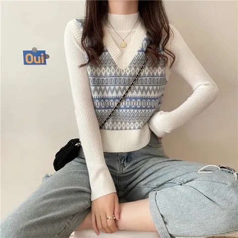 马甲学院风女法式日系外搭潮上衣慵懒风针织V领马夹背心叠穿早春